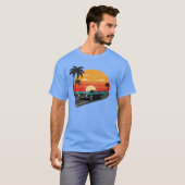 T-shirt Promenade au coucher du soleil rétro (Devant entier)