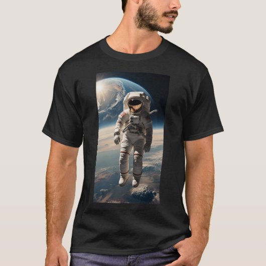 T-shirt Promenade spatiale avec la Terre en dessous (Devant)