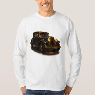 T-shirt Promenade Vintage en Or – Classique Col Châleureux