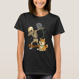T-shirt Promeneur de chien squelette Corgi promenade de ch