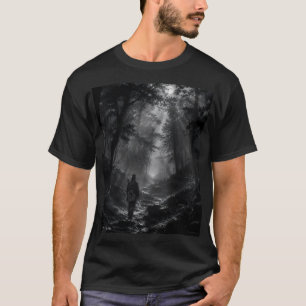 T-shirt Promeneur de la forêt de pins au clair de lune noi