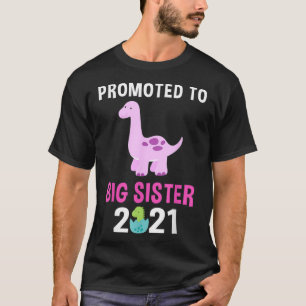 T-shirt Promoté à Big Sister 2021 Girls Brontosaurus Din