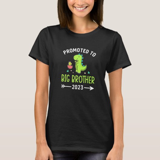 T-shirt Promoted To Big Brother 2023 Dinosaur Boys Sibling (Devant)