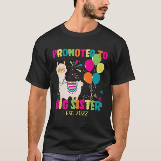 T-shirt Promoted To Big Sister 2022 Llama (Devant)