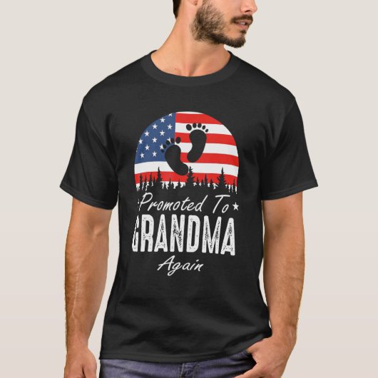 T-shirt Promoted To Grandma Again 2024 US Flag Father's Da (Devant)