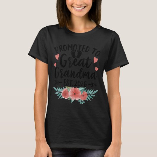 T-shirt Promoted To Great Grandma Est 2026 First Time New (Devant)