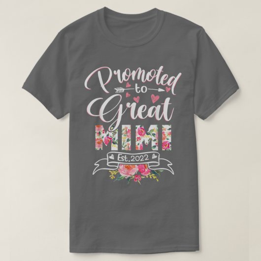 T-shirt Promoted to Great Mimi Est 2022 Floral First Time  (Design devant)