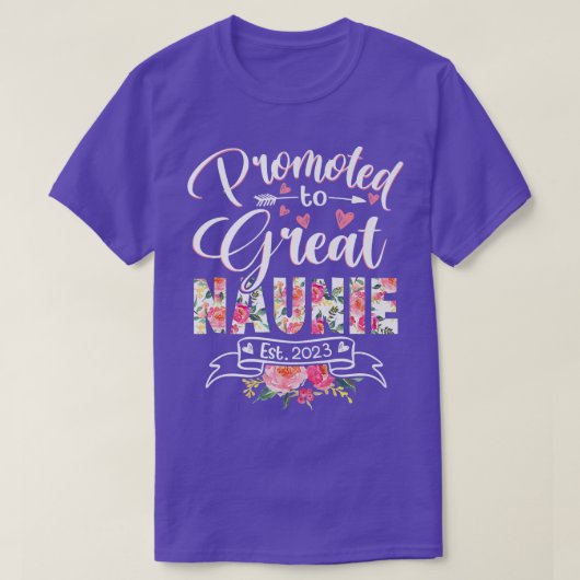T-shirt Promoted to Great Naunie Est 2023 Floral First Tim (Design devant)