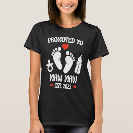 T-shirt Promoted To Maw Maw 2023 First Time New Grandma Pr (Devant)