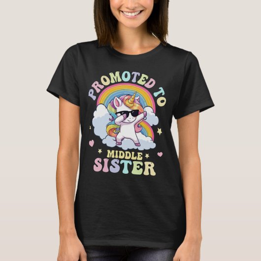 T-shirt Promoted To Middle Sister Unicorn (Devant)