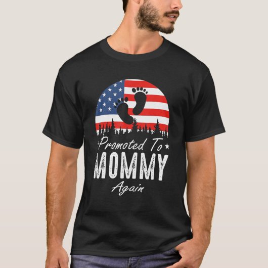 T-shirt Promoted To Mommy Again 2024 US Flag Father's Day (Devant)