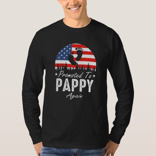 T-shirt Promoted To Pappy Again 2024 US Flag Father's Day  (Devant)
