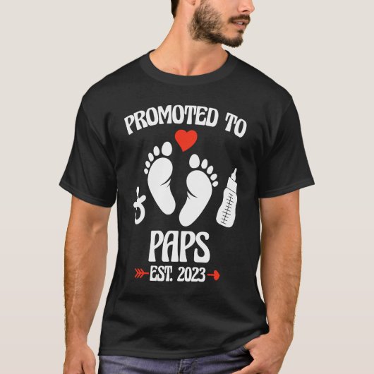 T-shirt Promoted To Paps 2023 First Time New Grandpa Pregn (Devant)