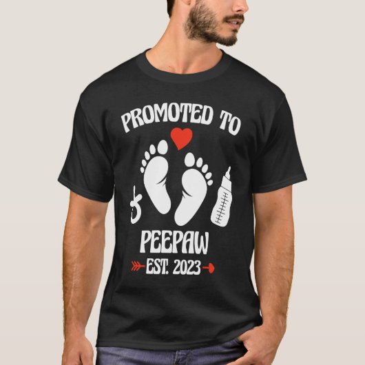 T-shirt Promoted To Peepaw 2023 First Time New Grandpa Pre (Devant)