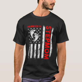 T-shirt Promoted To Stepmom Usa Flag Mother'S Day First Ti