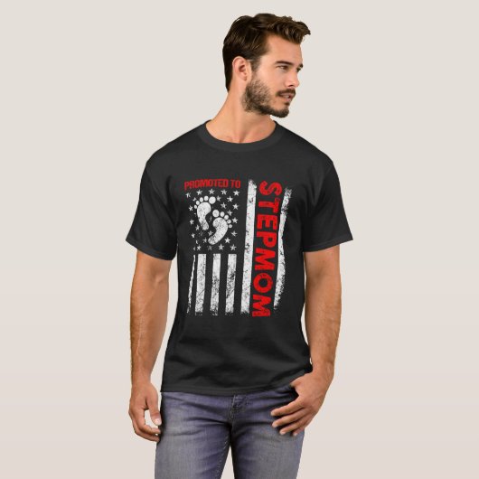 T-shirt Promoted To Stepmom Usa Flag Mother'S Day First Ti (Devant entier)