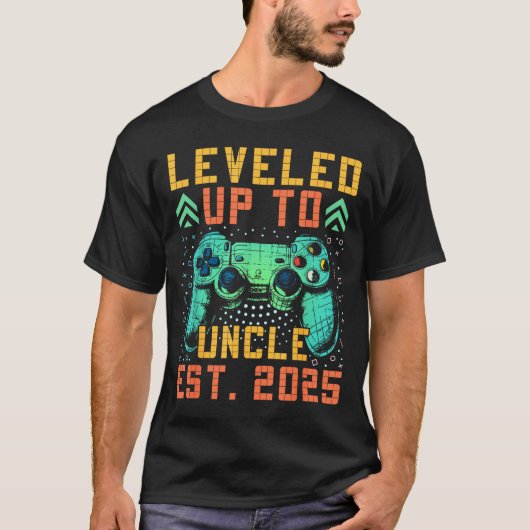 T-shirt Promoted To Uncle 2025 Leveled Up To Uncle Est 202 (Devant)