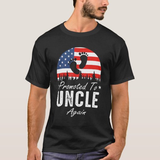 T-shirt Promoted To Uncle Again 2024 US Flag Father's Day (Devant)