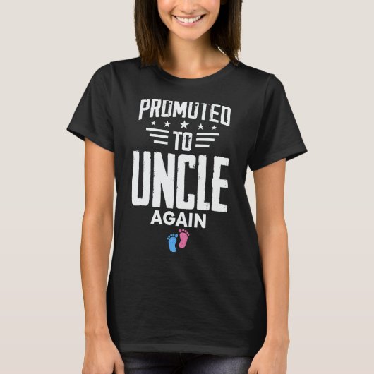 T-shirt Promoted To Uncle Again Pregnancy Reveal Pink Or B (Devant)