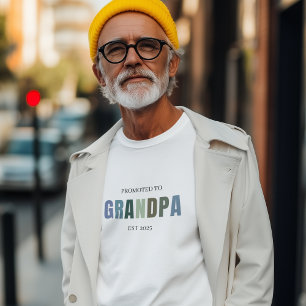 T-shirt Promu à Grand-père EST 2025   Nouveau grand-père