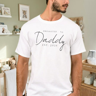 T-shirt Promu en Papa Classique Année de Création Script D