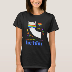 T-shirt Pronounounes He Him Gay pride Rainbow Super Lllama