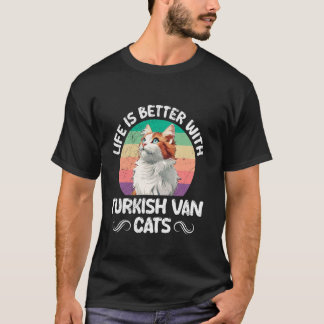 T-shirt Propriétaire de chat LA VIE EST MIEUX AVEC DES CHA
