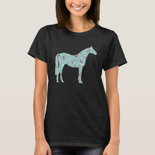 T-shirt Propriétaire de cheval mignon Fleur Silhouette flo