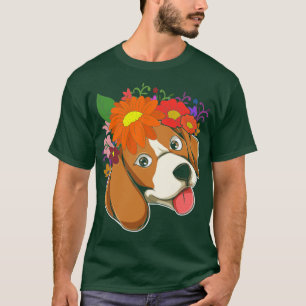 T-shirt Propriétaire de chien Floral Flower Crown Animaux