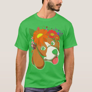 T-shirt Propriétaire de chien Floral Flower Crown Animaux 