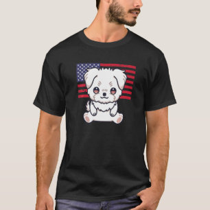 T-shirt Propriétaire de chien maltais 4 juillet Patriotiqu