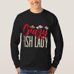 T-shirt Propriétaire de l'aquarium Crazy Poisson Lady Pois