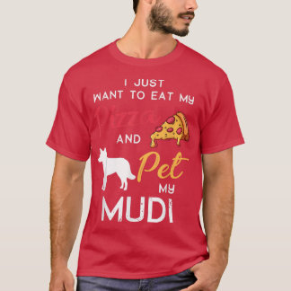 T-shirt Propriétaire de Mudi Dog Pizza Lover Noël Annivers