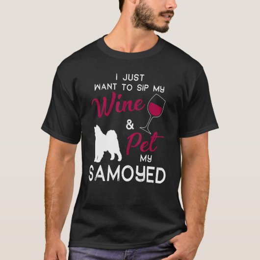 T-shirt Propriétaire de vin de chien Samoyed Noël Annivers (Devant)
