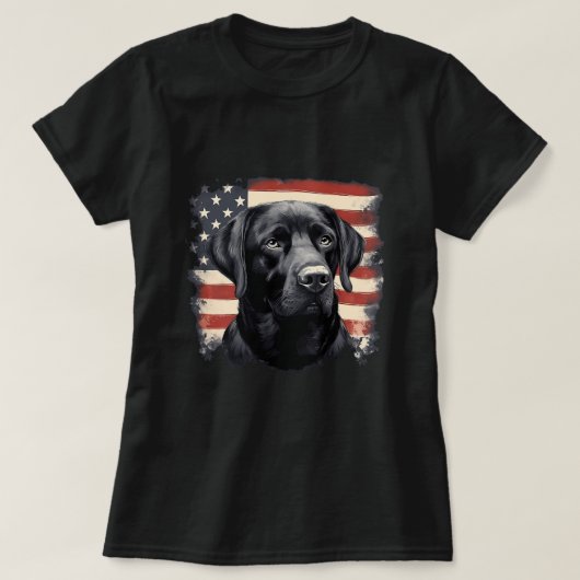 T-shirt Propriétaire du labo drapeau américain Black Labra (Design devant)