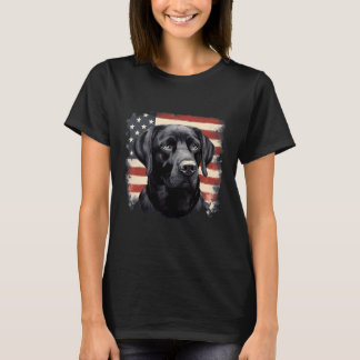 T-shirt Propriétaire du labo drapeau américain Black Labra