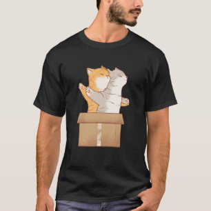 T-shirt Propriétaires de chats marrons gris mignons serrés