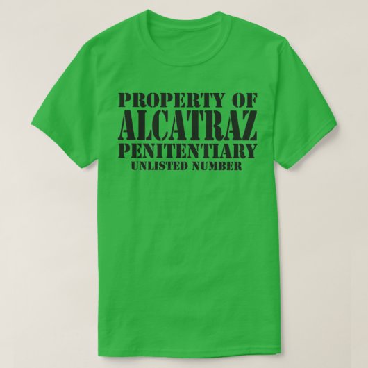 T-shirt Propriété de la prison d'Alcatraz (Design devant)