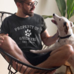 T-shirt Propriété du chat chien animal de compagnie Nom pe<br><div class="desc">Cette conception peut être personnalisée en choisissant l'option Modifier la conception. Vous pouvez également transférer sur d'autres objets. Contactez-moi à l'adresse colorflowcreations@gmail.com ou utilisez l'option conversation en haut de la page si vous souhaitez avoir cette conception sur un autre produit ou si vous avez besoin d'aide pour cette conception. Voir...</div>