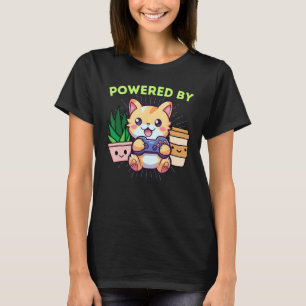 T-shirt Propulsé par Gamer Cat Plants Coffee Video Games &