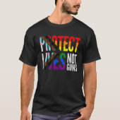 T-shirt Protect lives not guns, rainbow Progress Pride Fla (Devant)