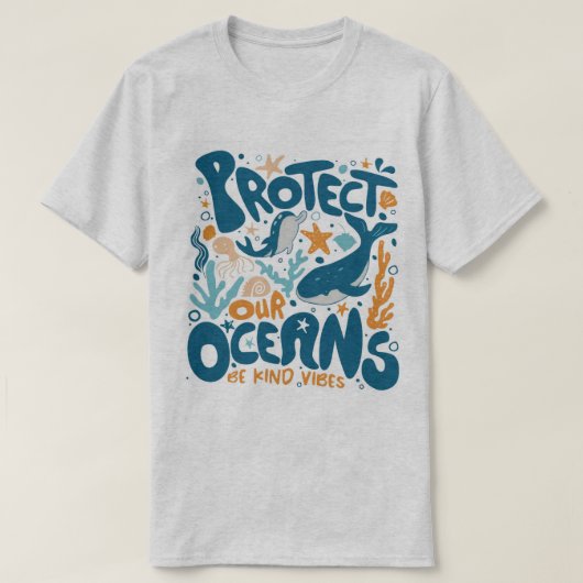 T-shirt “Protect Our Oceans” Eco-Friendly Tee (Design devant)