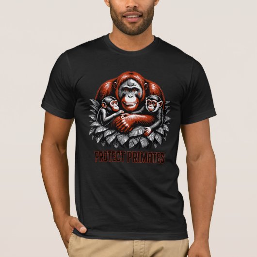T-shirt Protégeons les primates ensemble (Devant)
