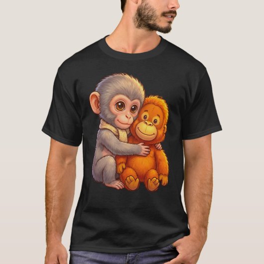 T-shirt Protéger bébé singe Punch bébé macaque câlin (Devant)