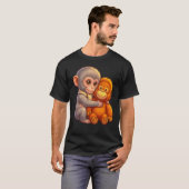 T-shirt Protéger bébé singe Punch bébé macaque câlin (Devant entier)