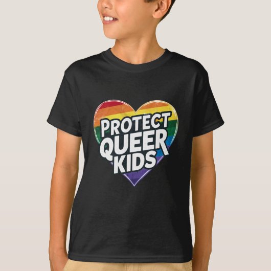 T-shirt Protéger les enfants queer Rainbow Heart LGBT Prid (Devant)
