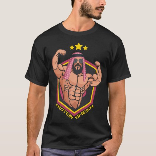 T-shirt Protein Sheikh Funny Protein Shaker Bodybuilder (Devant)