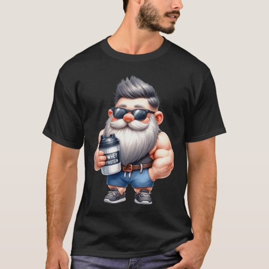 T-shirt Protéine de Whey Gnome Papa Funny Bodybuilder Grap (Devant)