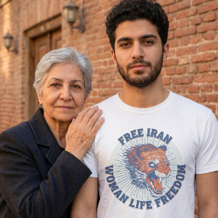 T-shirt Protestation pour l'Iran libre Lion bleu en colè