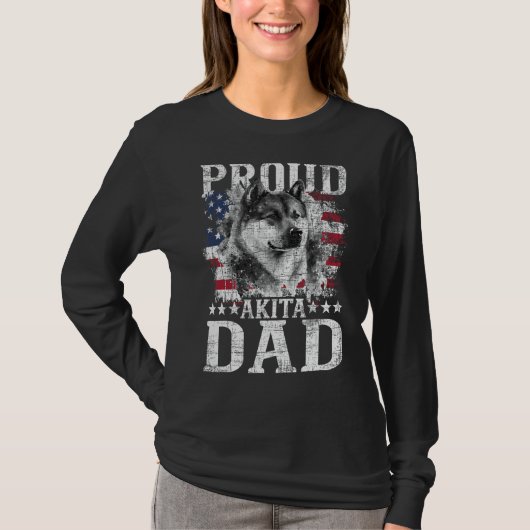 T-shirt Proud Akita Papa - Patriotique Fête des pères Cani (Devant)